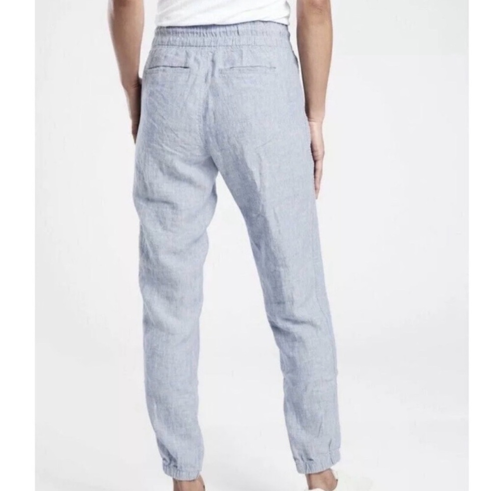 Athleta Cabo Light Blue Drawstring Linen-Blend Joggers - Picture 2 of 6